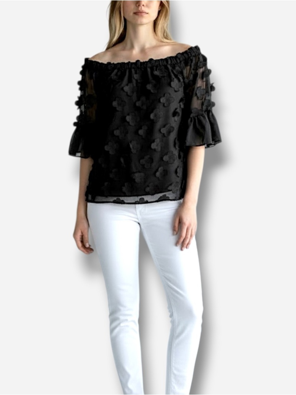 🌸New🌸 Alfani Black Bell Sleeve Blouse Top NWT